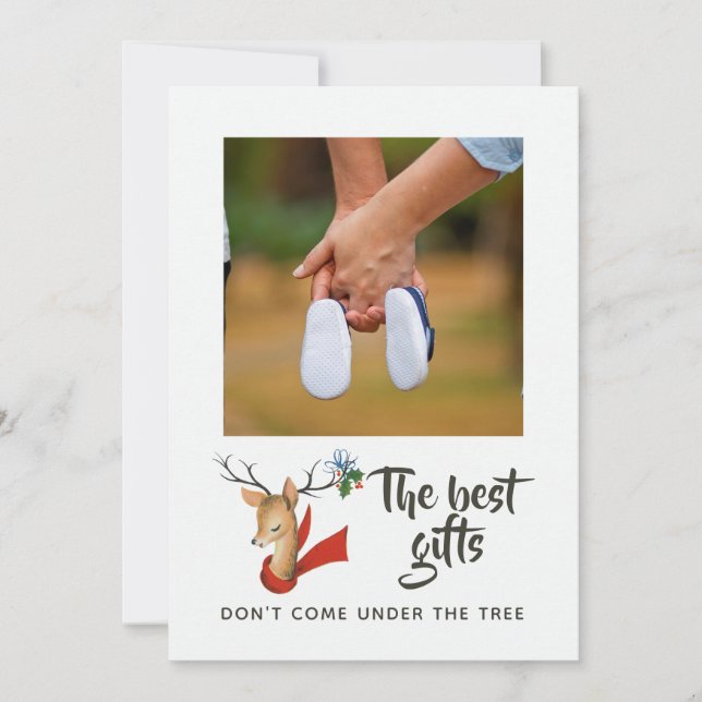 Faire-part Retro Vintage Reindeer Noël bébé attente (Devant)