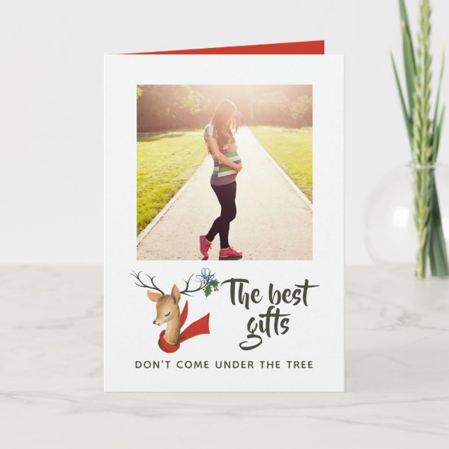 Faire-part Retro Vintage Reindeer Noël bébé attente (Devant)