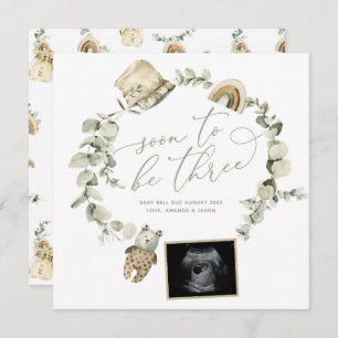 Faire-part Révélation de grossesse à trois ultrasons du Boho 