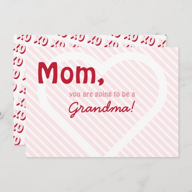 Faire-part Révélation de grossesse rose grand-mère Valentine  (Devant / Derrière)