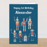 Faire-part Robots Retro 1950s Personnalisé Age & Nom Annivers<br><div class="desc">De beaux robots de style rétro pour les amateurs de science-fiction. Customisez en changeant l'âge,  la salutation,  le nom et le message intérieur pour convenir à votre occasion.</div>
