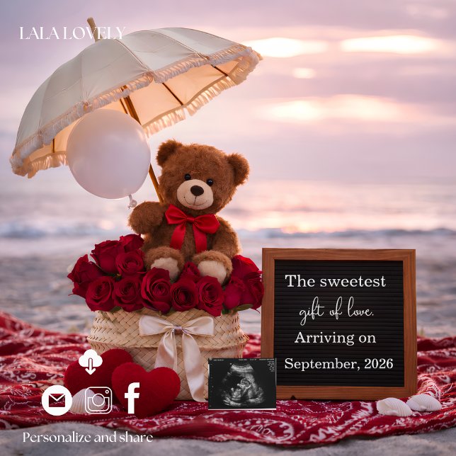 Faire-part Romantic Baby Reveal Pregnancy announcement card  (Créateur téléchargé)