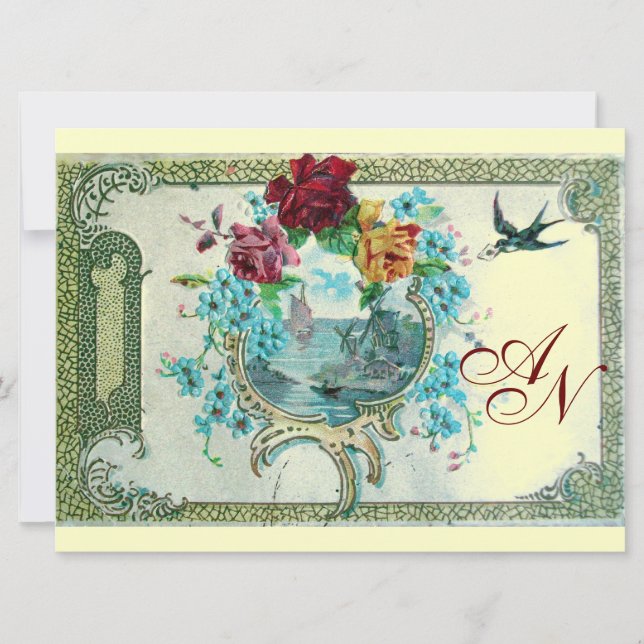 Faire-part ROMANTİCA 3 MONOGRAM or papier métallique (Devant)