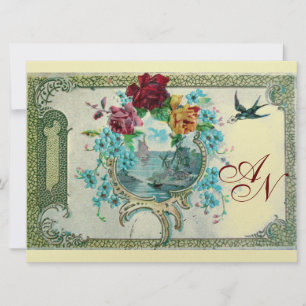 Faire-part ROMANTİCA 3 MONOGRAM or papier métallique