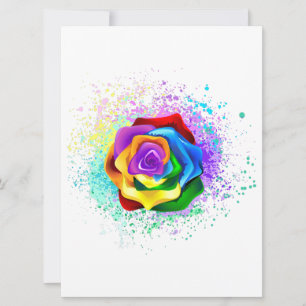 Faire-part Rose arc-en-ciel colorée
