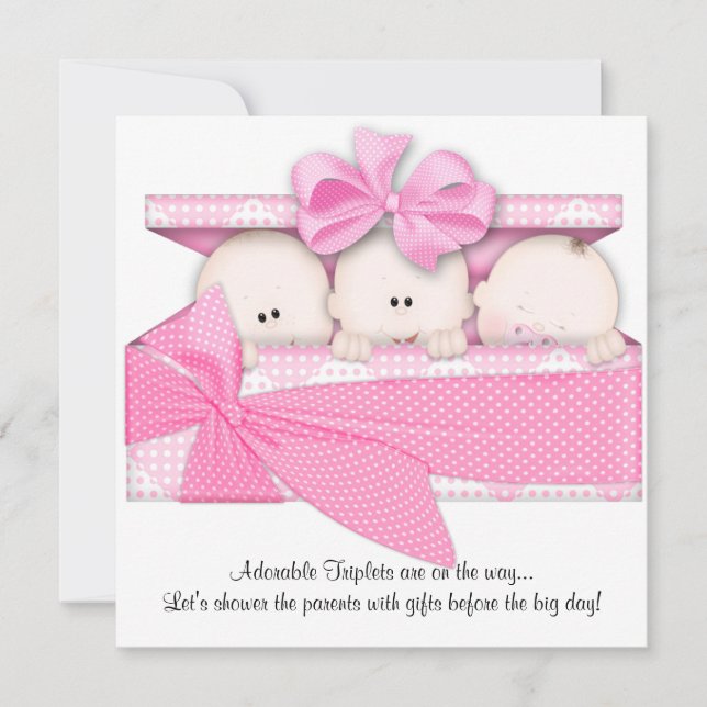Faire-part rose d'invitation de baby shower de (Devant)