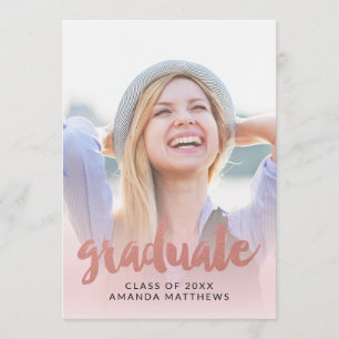 Faire-part rose d'obtention du diplôme de photo de