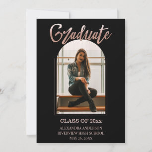 Faire-part Rose Gold Faux Foil Arch Frame Photo Graduation