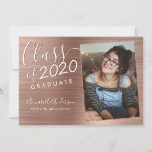 Faire-part Rose Gold Graduate Metal Parties scintillant Photo