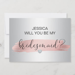 Faire-part Rose Gold Silver Serez-vous mon Mariage Bridesmaid