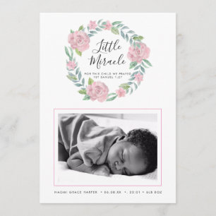 Faire-part Rose Wreath Petit Miracle Photo Naissance