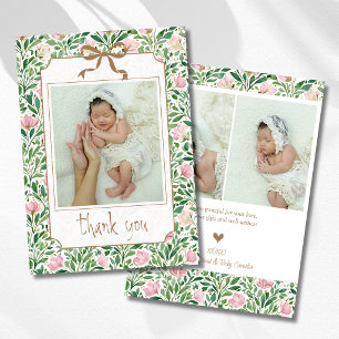 Faire-part Roses sauvages roses blush vintage Photo de bébé M