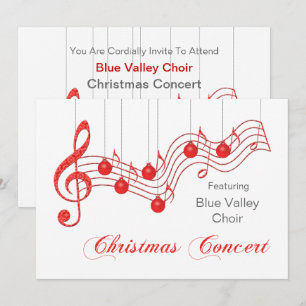 Faire-part rouge de concert de Noël de dentelle