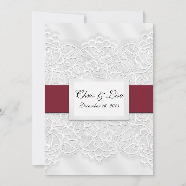 Faire-part rouge-foncé 5x7 de mariage de sembler (Devant)