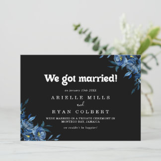 Faire-part Royal Navy Blue Floral Elopement