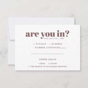 Faire-part RSVP de mariage amusant   Typographie les années 7