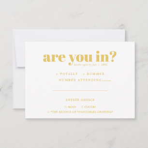 Faire-part RSVP de mariage amusant Typographie les années 7