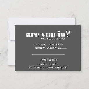 Faire-part RSVP de mariage amusant   Typographie les années 7