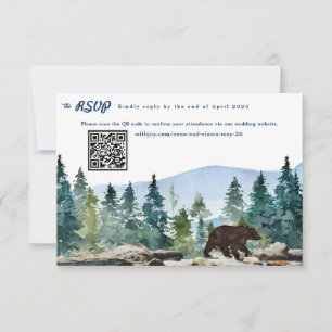 Faire-part RSVP de mariage en forêt de montagne rustique