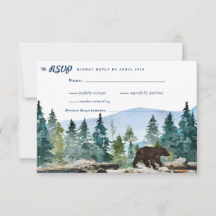 Faire-part RSVP de mariage en forêt de montagne rustique