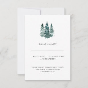Faire-part RSVP de mariage minimaliste rustique   Pins aquare