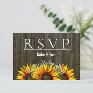 Faire-part RSVP de tournesol rustique