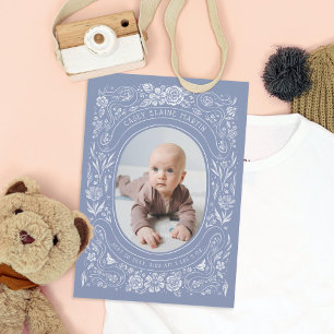 Faire-part Rubans et Roses Baby Periwinkle Photo Birth