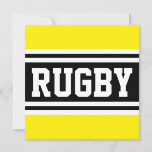 Faire-part RUGBY Jaune Noir Blanc Stripes de course sportive