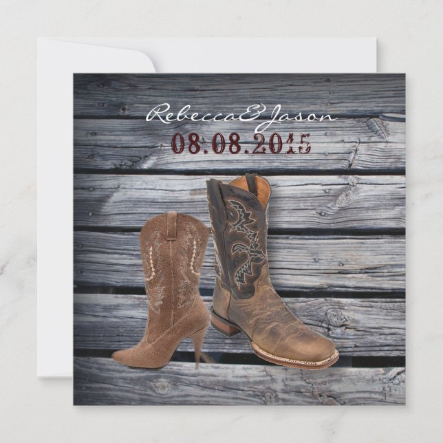 Faire-part Rustic Barn Wood Western Cowboy mariage (Devant)