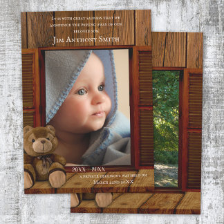 Faire-part Rustic Child Death Memorial Announcement or Invite