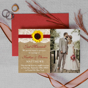 Faire-part Rustic Kraft Tournesol Mariage photo mariage