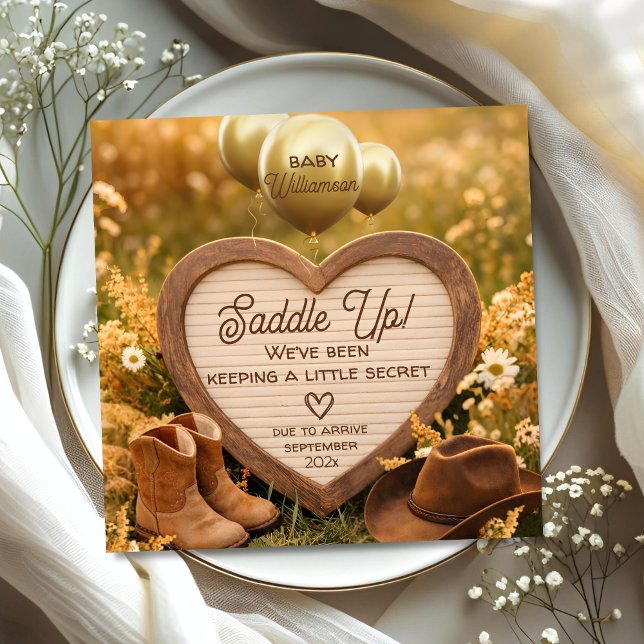 Faire-part Rustic Western Heart Sign Baby Reveal Pregnancy (Créateur téléchargé)