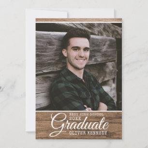 Faire-part Rustic Wood 2025 Graduate Photo Graduation