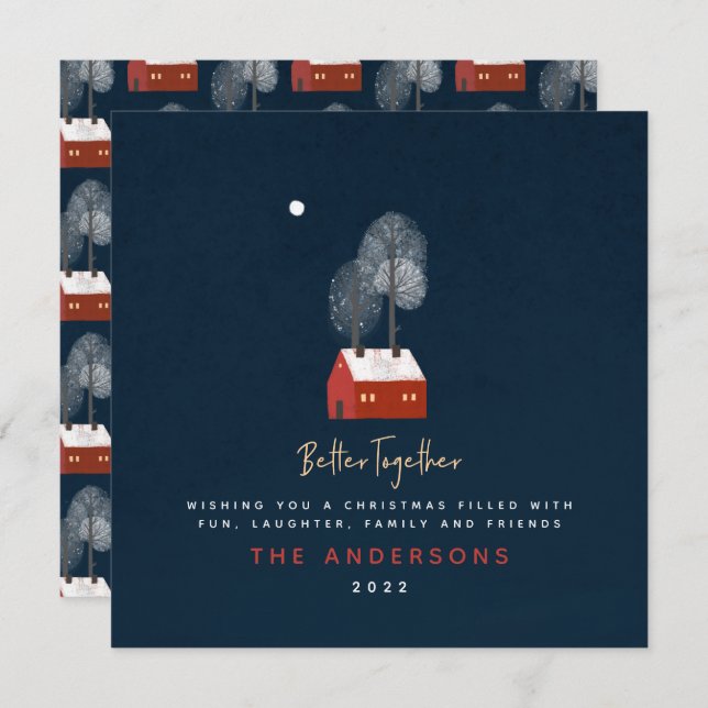 Faire-part Rustique marine rouge scandi traditionnel conforta (Devant / Derrière)