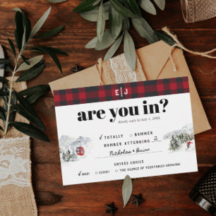 Faire-part Rustique Montagne d'Hiver RSVP de mariage de cam