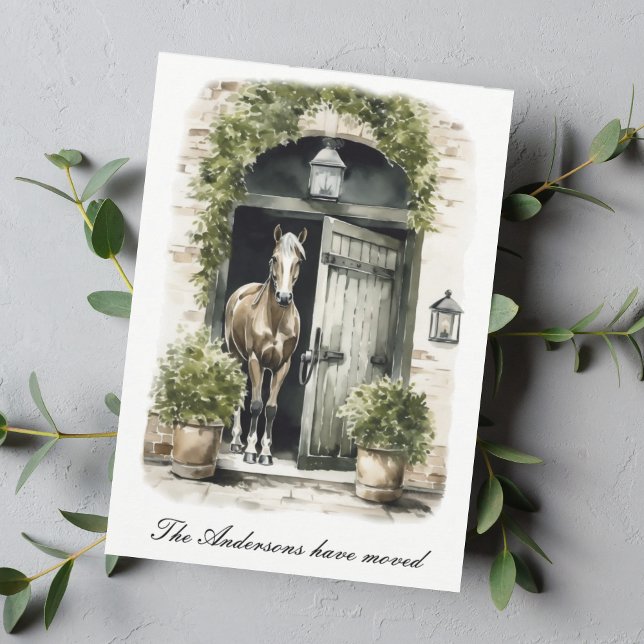 Faire-part Rustique Nous Avons Déménagé Cheval Déménager Nouv (Créateur téléchargé)
