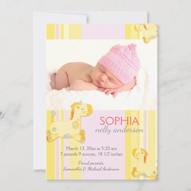 Faire-part Safari Giraffe bébé photo naissance (Devant)