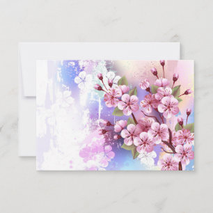 Faire-part Sakura rose sur la peinture Arrière - plan