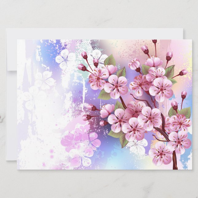 Faire-part Sakura rose sur la peinture Arrière - plan (Devant)