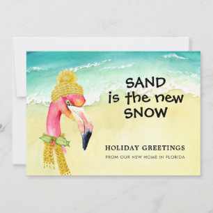 Faire-part Sand est la nouvelle plage de Flamant rose de neig