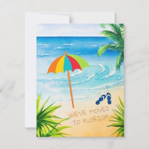 Faire-part Sandy Beach Palm Trees Nous avons déménagé en Flor