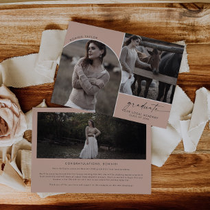 Faire-part Saumon d'arc moderne 3e graduation photo