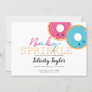 Faire-part Saupoudrer Baby shower bleu rose jumeaux