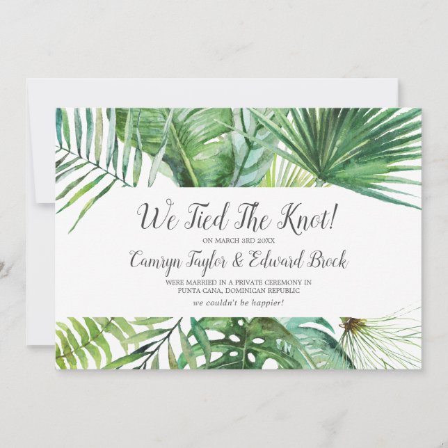 Faire-part sauvage Tropical Palm Elopement (Devant)
