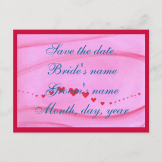 Faire-part Sauvez la carte postale de date, vague des coeurs