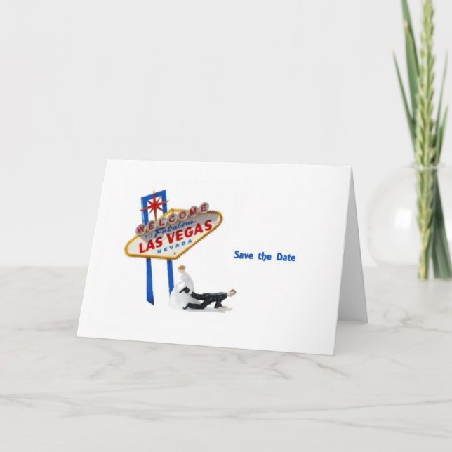 Faire-part Save the Date Bride pulling Groom Las Vegas Card (Devant)