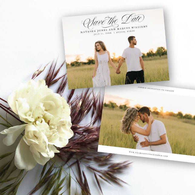 Faire-part Save The Date Classic Script Full Bleed Wedding (Créateur téléchargé)