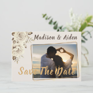 Faire-part Save the date | Romantic White Rustic Roses