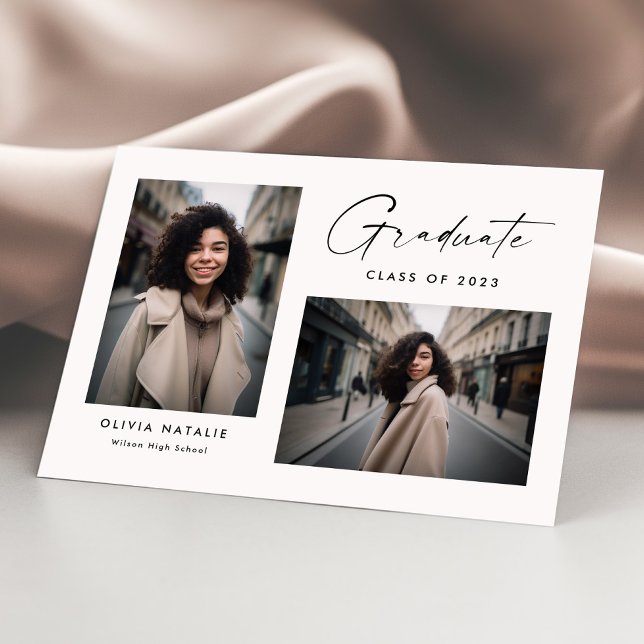 Faire-part Script de calligraphie moderne Deux diplômes de ph (Créateur téléchargé)