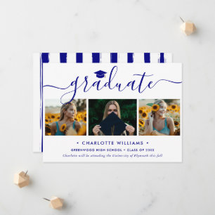 Faire-part Script de collage de photos bleu moderne pour la r